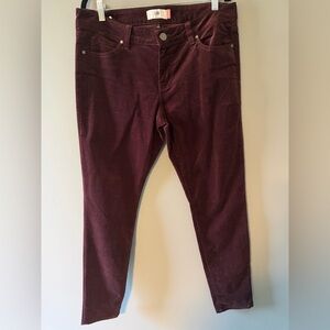 Cabi Burgundy Velvet Corduroy Skinny Pants. Front & back pockets. Size 12.